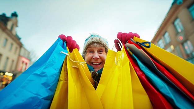 elderly woman shopping during customer day