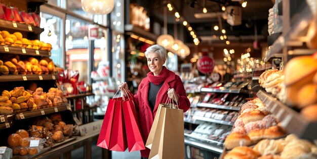 elderly woman shopping during customer day