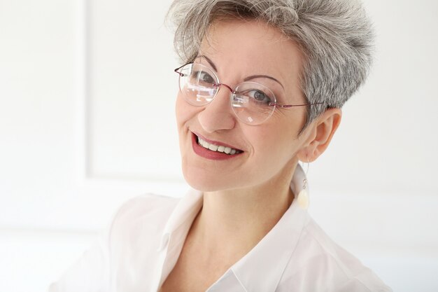 Elderly woman with happy face