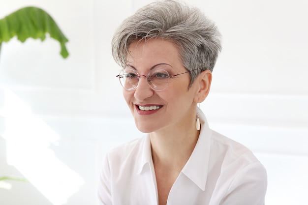 Elderly woman with happy face