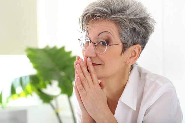 Elderly woman with happy face