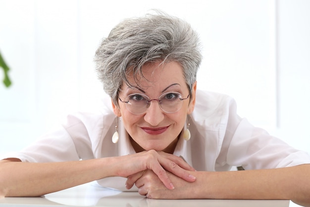 Elderly woman with happy face