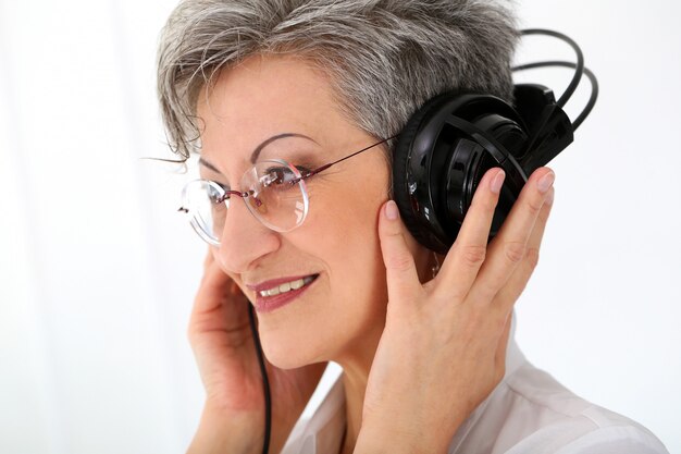 Elderly woman with happy face