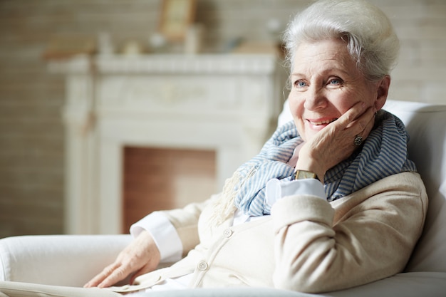 Elderly woman with toothy smile