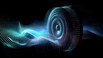 Free photo electric blue waves of futuristic technology motion generated by ai