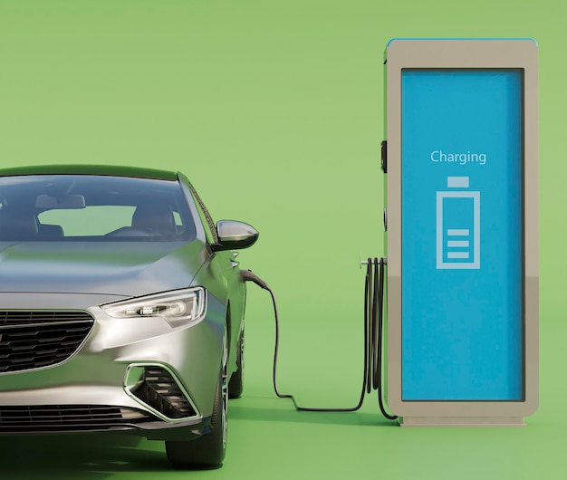 Foto gratuita ricarica di auto elettriche alla stazione