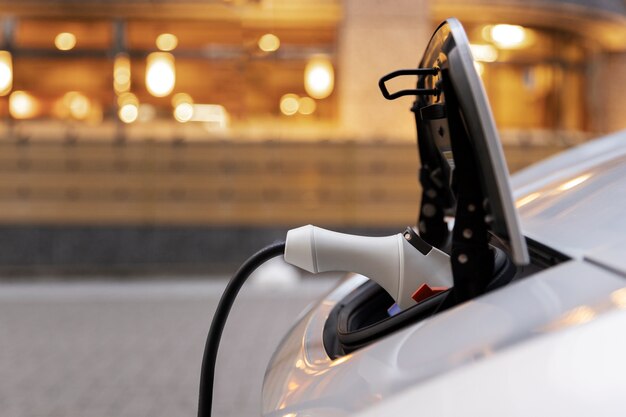 Electric car at the station charging