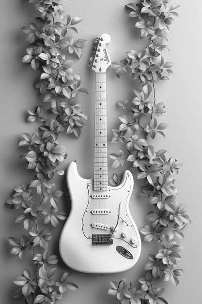 Electric guitar in beautiful setting still life