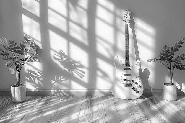 Free photo electric guitar in beautiful setting still life