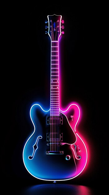 Electric guitar with neon light still life