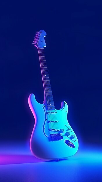 Electric guitar with neon light