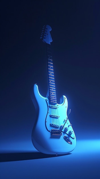 Electric guitar with neon light