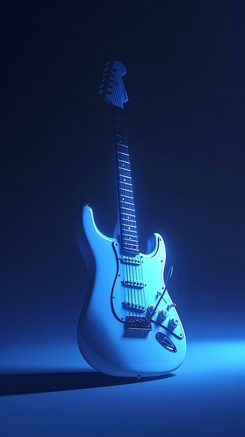 Electric guitar with neon light