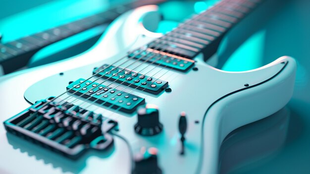 Electric guitar with neon light