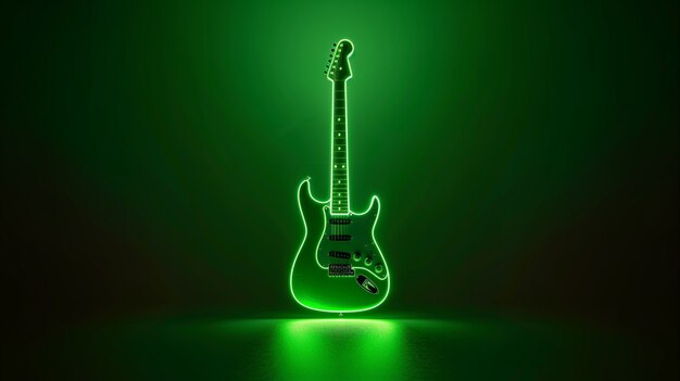 Electric guitar with neon light