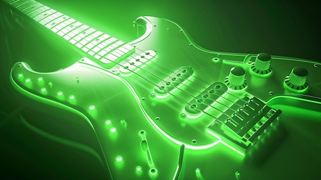 Free photo electric guitar with neon light