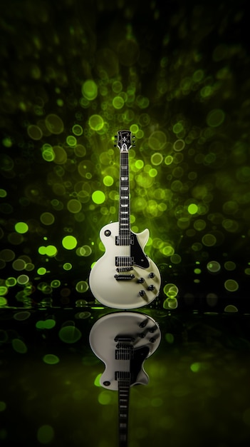 Free photo electric guitar with neon light