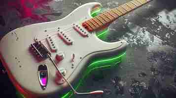 Foto gratuita chitarra elettrica con luce al neon