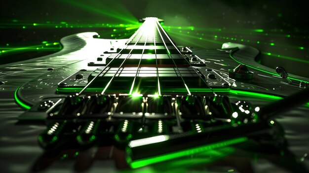 Electric guitar with neon light