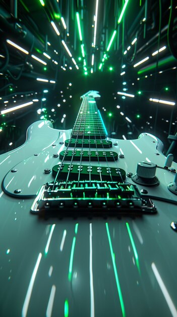 Electric guitar with neon light