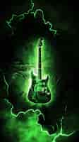 Free photo electric guitar with neon light