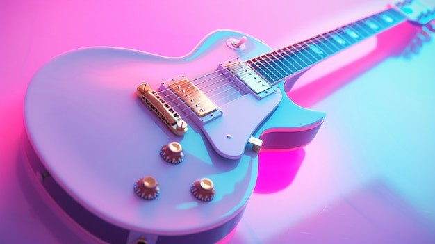 Electric guitar with neon light