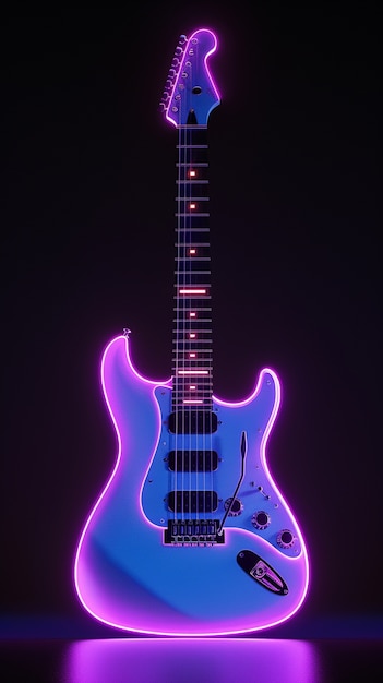 Electric guitar with neon light