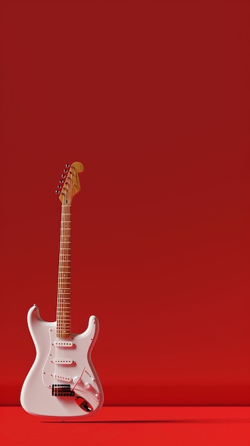 Free photo electric guitar with neon light