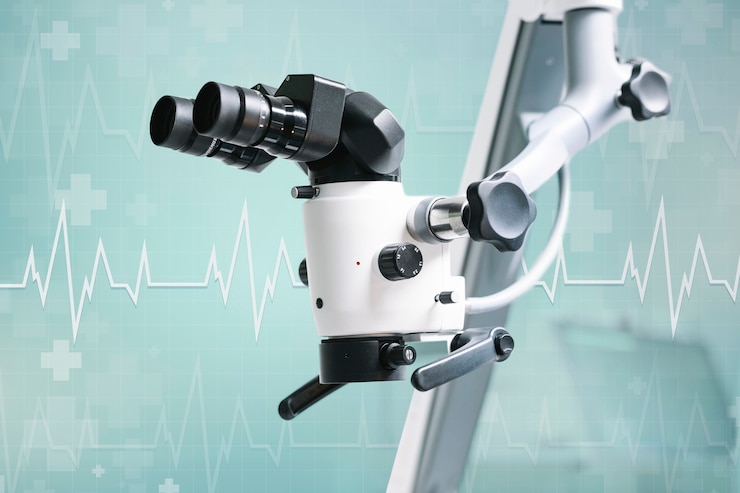 Free Photo electric microscope with teal background