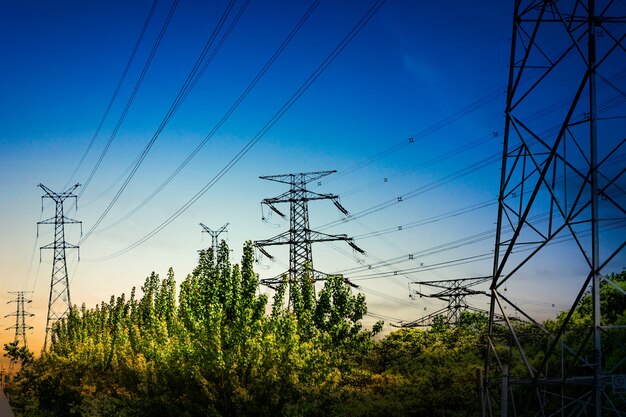 electricity high voltage pole and sky