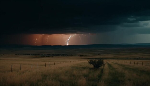 Free photo electricity in nature storm clouds fuel wind turbines at dusk generated by ai