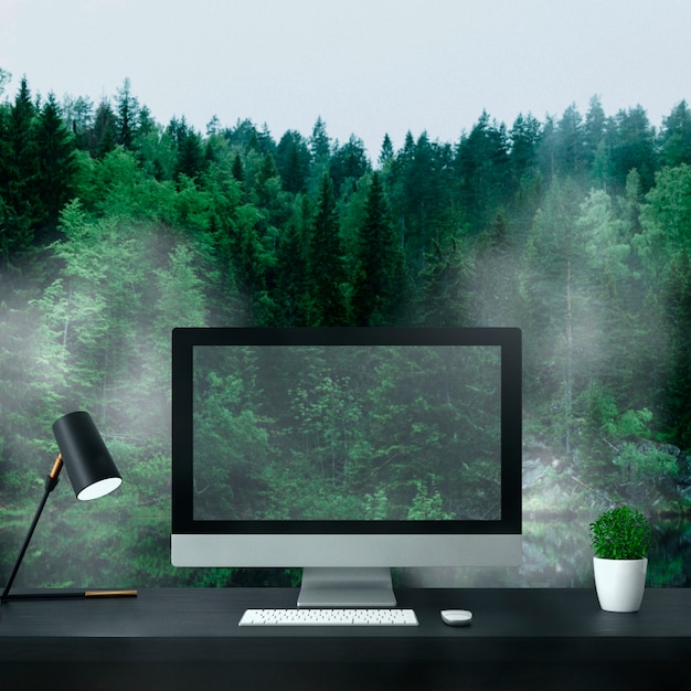 electronic device surrounded by nature