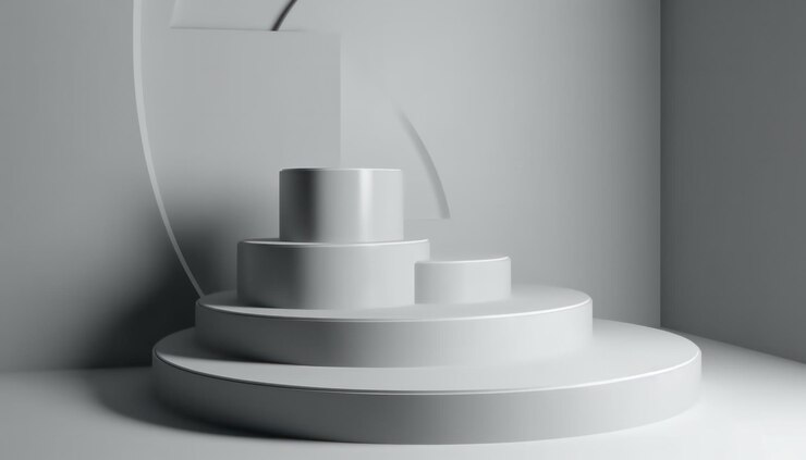 Free Photo elegant abstract set of white podiums in sunlight with shadow on white background for product displa