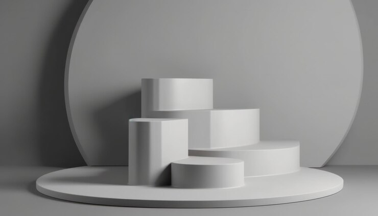 Free Photo elegant abstract set of white podiums in sunlight with shadow on white background for product displa