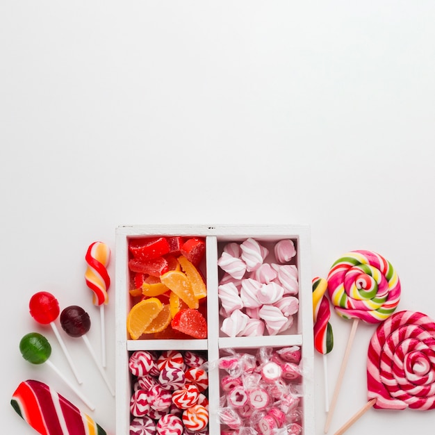 Elegant arrangement of candies with copy space