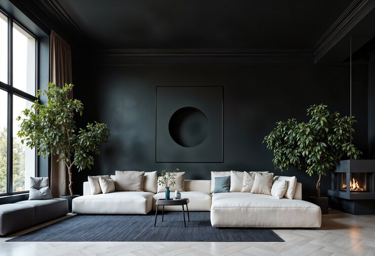 Free Photo elegant black minimal interior design