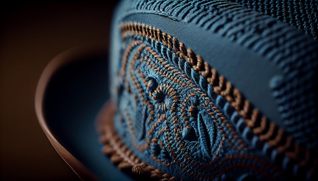 Elegant blue cap striped wool material woven beautifully generated by AI