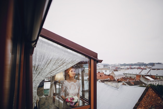 elegant bride in a hotel