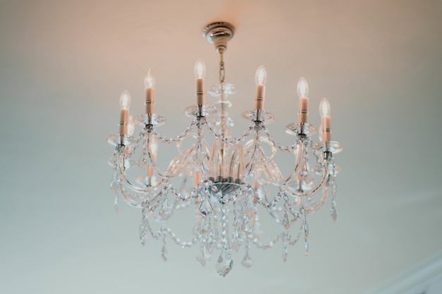 Elegant chandelier hanging from the ceiling