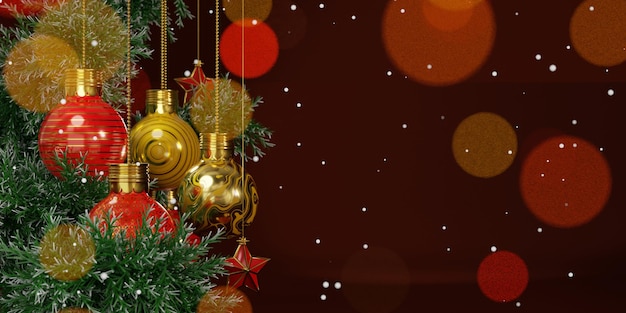 Elegant Christmas background with decorations 3d illustration
