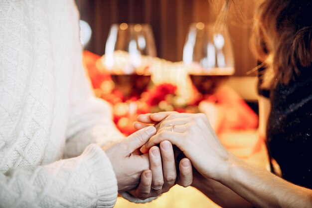 Elegant couple spend time in a restaurant