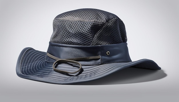 Elegant fedora with striped textile and leather brim generated by AI