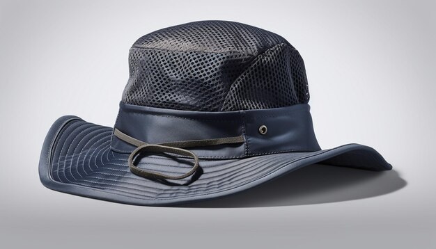 Elegant fedora with striped textile and leather brim generated by AI