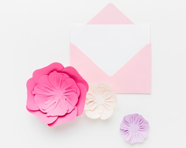 Free photo elegant floral paper with wedding card