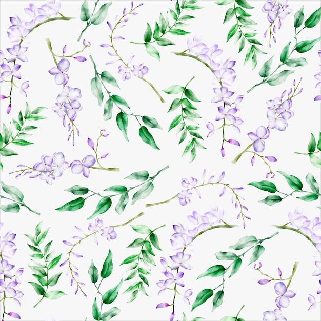 Elegant floral seamless pattern with purple flower