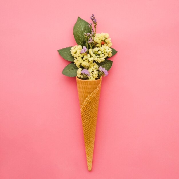 Elegant flowers in cone