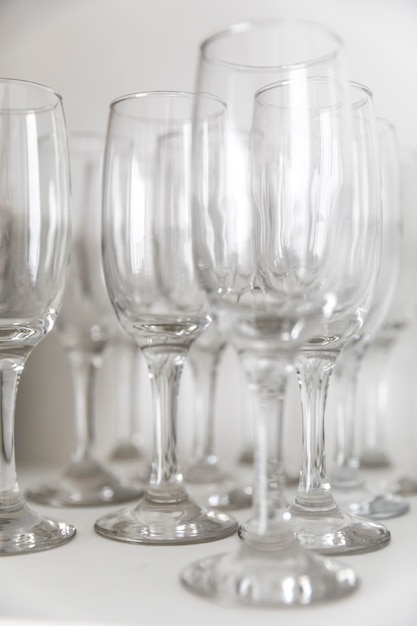 Elegant glasses arrangement closeup