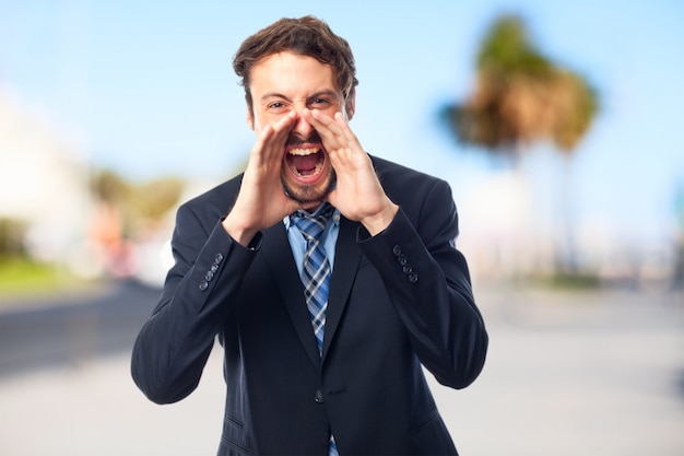 Elegant man screaming