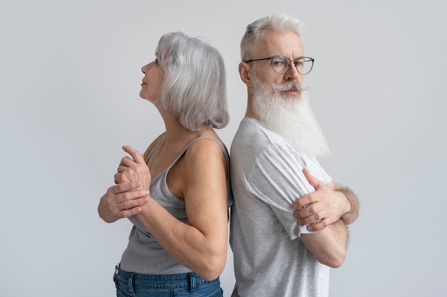 Elegant old couple in casual clothes