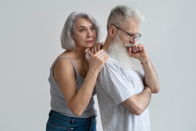 Elegant old couple in casual clothes